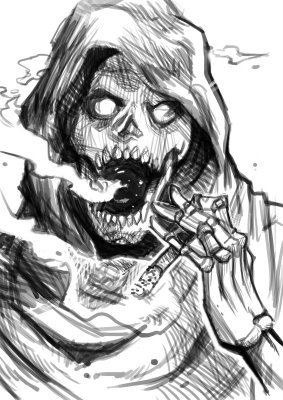 Grim Reaper Smoking Sketch