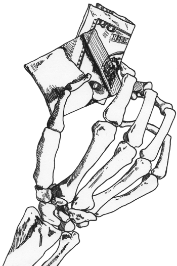 Skeleton Hand with Money Sketch