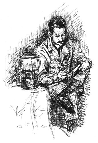 Man Writing Sketch