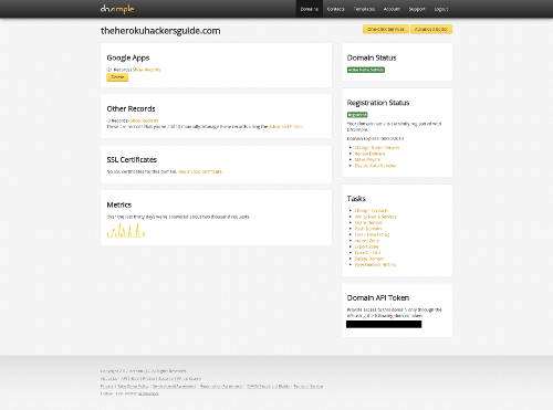 DNSimple Domain Page