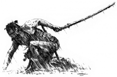 Kneeling Samurai Sketch