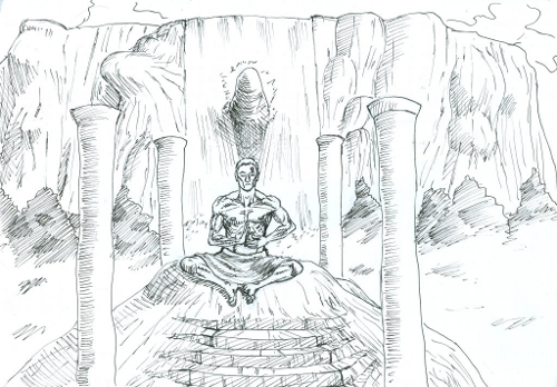 Monk Meditating Sketch