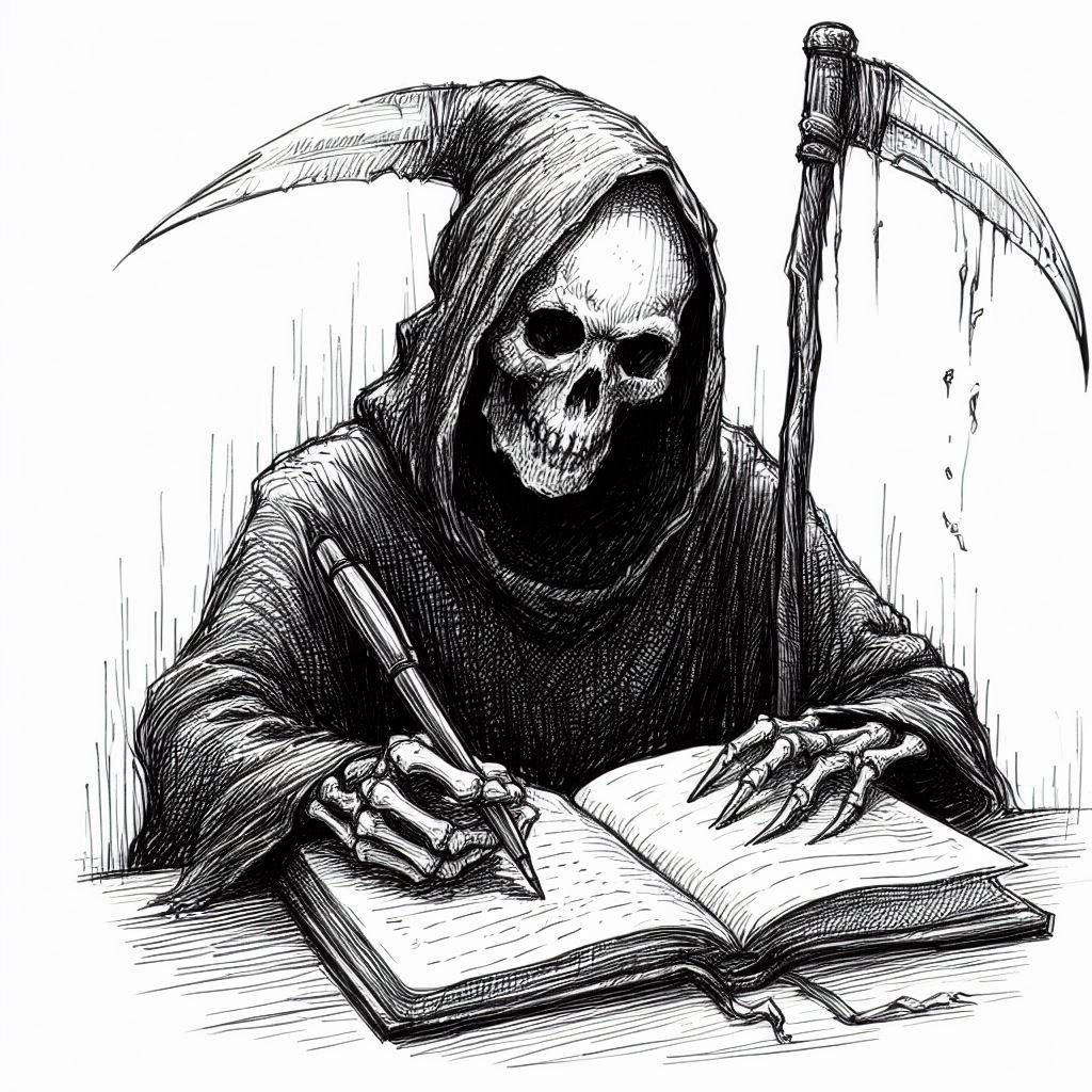 Grim Reaper Writing Sketch